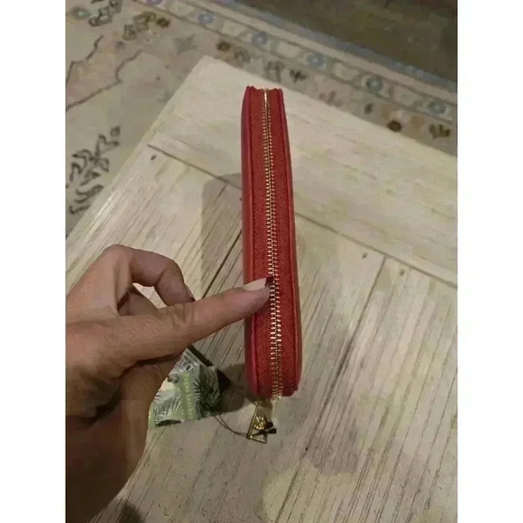 Badgley Mischka Women's Red Studded Zip-Around Wallet - Picture 11 of 11